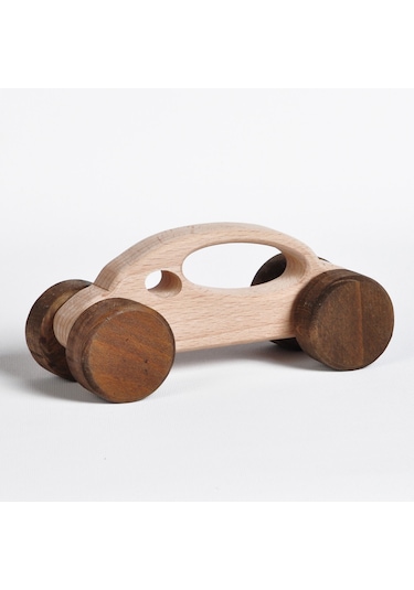 Ahşap El Yapımı Doğal Montessori Araba Tekerlekli Oyuncak