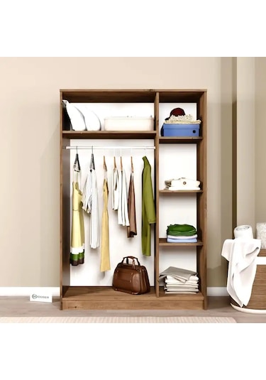 Kardelen Serisi Atlantik Çam 3 Kapaklı 5 Raflı 120 Cm Elbise Dolabı Atlantik Çam