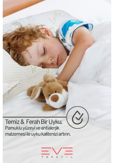 Eve Tekstil Bamboo Serisi Kılıflı Antialerjik Fermuarlı Yıkanabilir Antialerjik Silikon Elyaf Yastık 50x70cm 800 Gr