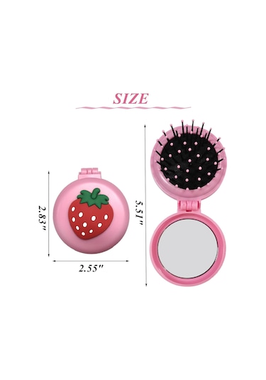 Adet Katlanır Saç Fırçası Aynalı Yuvarlak Katlanır Cep Saç Fırças