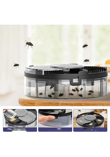 Maiyame Usb Şarjlı Akıllı Otomatik Sinek Tutucu - Siyah Model + Köpek Yemi İçeren Elektrikli Sinek Alıcı