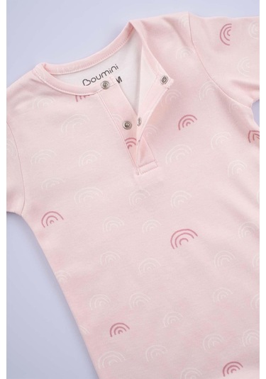 Boumini Kısa Kollu Şort Bebek Tulum Pembe Gökkuşağı-pembe Pembe