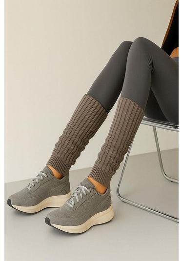 3 Adet Basic Kalın Pamuk Karışımlı Tozluk Pembe-gri