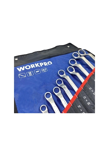Workpro Wp202510 6-32mm 12 Parça Cr-v Profesyonel İki Ağızlı Yıldız Anahtar Takımı + Bez Taşıma Kılıfı