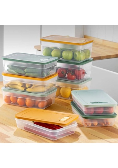 Buzdolabı Saklama Kabı 3'lü Set 1 2,5-3,8-5 Lt Renkli Kiltli Ka