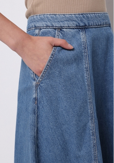 Colins Regular Fit Düz Fermuarlı Kadın Mavi Etek Cl1076231 Q1.v2 Dn44476 Denim