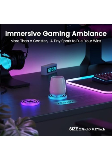 Samdoo 2 Adet Şarjlı Titreşim Sensörlü Led Araba Bardak Tutucu Lambası - 7 Renkli Degrade Araç İçi Dekorasyon Aksesuarı