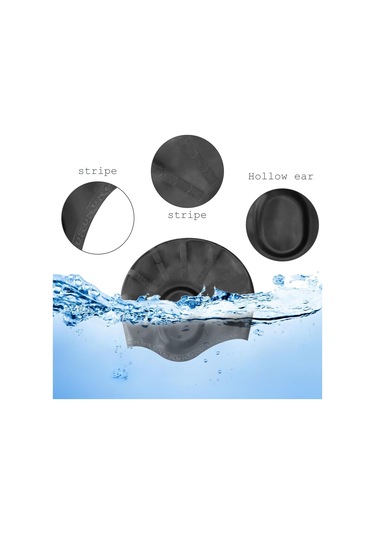 Yüzme Bone Siyah , Silikon Unisex Yüzme Bone, Uzun Saç Şapkası Siyah