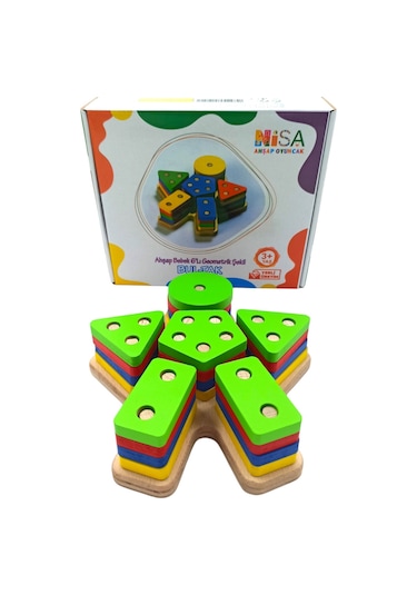 Minik Eller, Büyük Keşifler Bebekli Ahşap Geometrik Bultak 18x16cm.