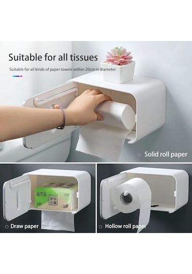 Gri-ecoco Tuvalet Kağıdı Tutucusu Punch Ücretsiz Doku Kutusu Banyo Oturma Odası Kendinden Yapışkanlı Duvara Monte Doku Depolama Organizatör