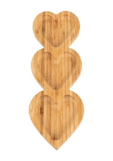 Bambu Sunum Tabağı - Kalpli / 3 Bölmeli