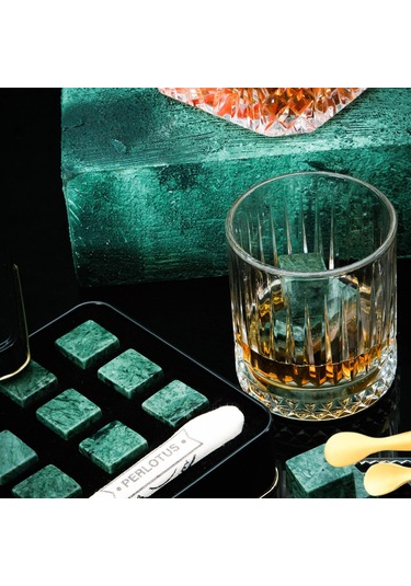 Perlotus 9'lu Granit Mermer Viski Taşı Ve Buz Maşası Seti