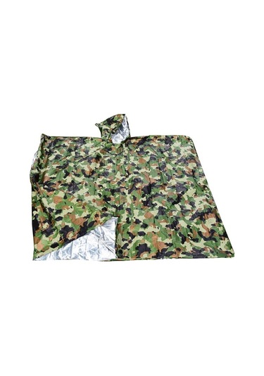 Tongxida Turuncu/kamufle Yeşil Seçenekli 100x130mm Acil Durum Yağmurluğu, Kamuflaj Çok Renkli