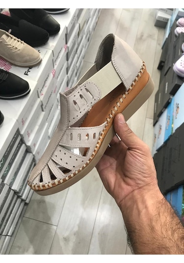 Casso Önü Kapalı Ortopedik Hakiki Deri Sandalet Toprak