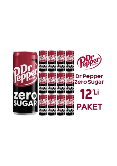 Dr Pepper Zero Karışık Aromalı Şekersiz Gazlı İçecek 12 x 330 ML