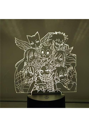 Goldenqian Fairy Tail Anime 3d Gece Lambası Boy Için 16 Renkler Kız Odası Dekor Illusion Led Lamba Usb Manga Erza Natsu Dragneel Şekil Uygun Çocuklar Hayranlar Yılbaşı Hediyeleri Lx5fmm Siyah