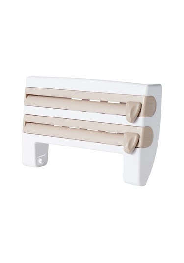 Trendooze 3'ü 1 Arada Mutfak Depolama Rafı Plastik Sarma, Yapışkan Film, Folyo Dağıtıcı, Film Depolama Rafı, Kesici, Kağıt Havlu Tutucu, Rulo Kağıt Havlu Rafı Haki Gt Haki