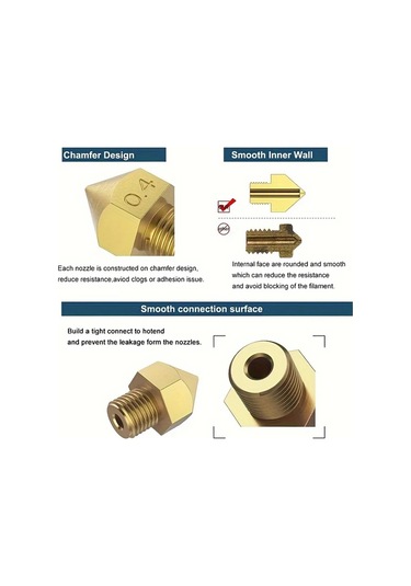 Dashanshop 10 Adet 0.4mm 3d Yazıcı Nozulu Pirinç Mk8 Ekstruder Yüksek Isı Dayanıklı
