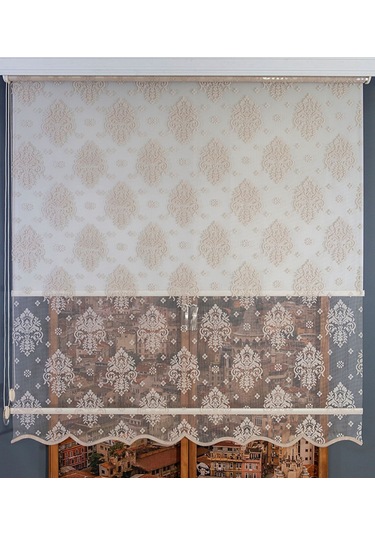 Çift Mekanizmalı Tül Stor Perde Kahverengi Kahverengi