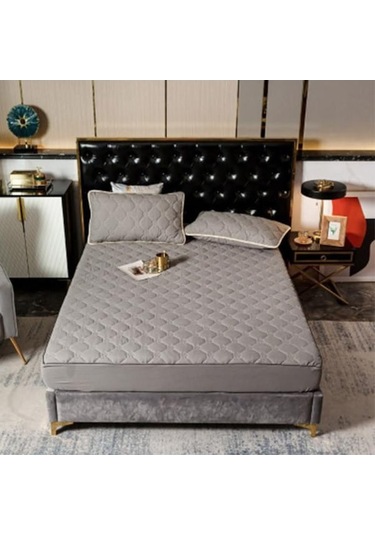 Novahub Gri Yatak Koruyucu Kapitone Yatak Koruyucu Su Geçirmez Yatak Örtüsü Anti-akar Yatak Örtüsü Yastık Kılıfı Gri - Diğer Gri