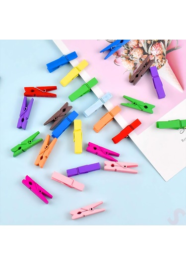 Dekoratif Ahşap Süs Mandalı, 3 Cm X 25 Adet - Çok Renkli 1+
