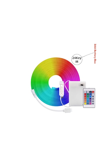 Epistar 5v Rgb Neon Şerit Işık 1m/2m/3m Bluetooth Uzaktan Kumandalı Su Geçirmez Ev Dekor Şerit Işığı Yayan Color3 0,5 M
