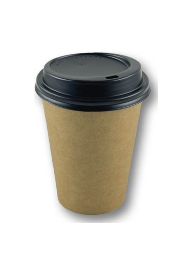 14 Oz Kahverengi Kraft Kapaklı Baskısız Karton Sıcak Kahve Bardağı 500 Adet 500