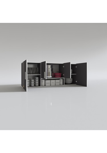 Kenzlife hazır mutfak floro32 gri 060*150*32 mutfak banyo dolabı kapaklı raflı