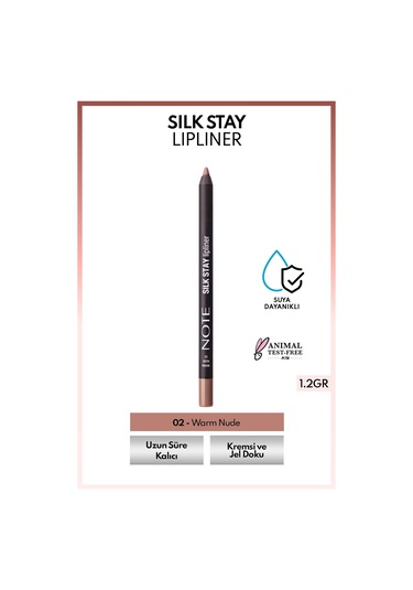 Note Cosmetics Silk Stay Lipliner Suya Dayanıklı İpeksi Dudak Kalemi - 02 Warm Nude - Nude