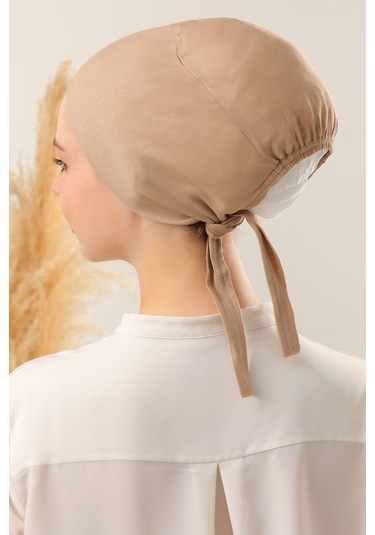 Kadın Tesettür Dikişli Set Bone Sütlü Kahve 3 Adet Bağlamalı Penye Bone Sütlü Kahve Sütlü Kahverengi