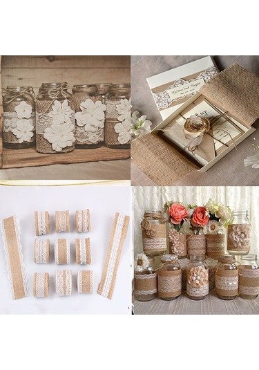 Ranyeek 2m Uzunlukta 5cm Genişlikte Paspas + Pudra Dokulu Dıy El İşleri, Noel, Düğün Dekorasyonları, Geri Stili Süs Malzemesi - G Modeli