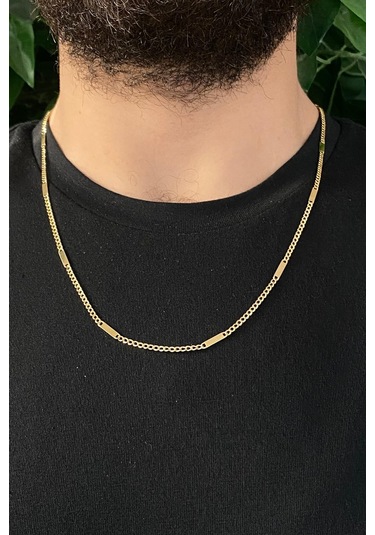 Zümrüt Sarraf 14 Ayar Altın S Plakalı Gurmet Zincir Erkek Kolye Sarı Altın