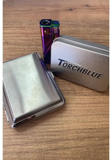 Ciyu Ticaret Torchblue Metal Çakmak ve Sigara Kutusu