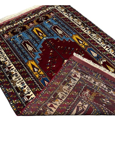 El Dokuma Sıfır Özel Koleksiyonluk Yayhalı Halısı 112x160 Kök Boya Özel Dokuma Halı Mavi