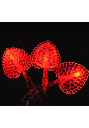 Kalp Şekilli 2 Metre 124 Led 8 Mod Saçaklı Led Işık Kırmızı