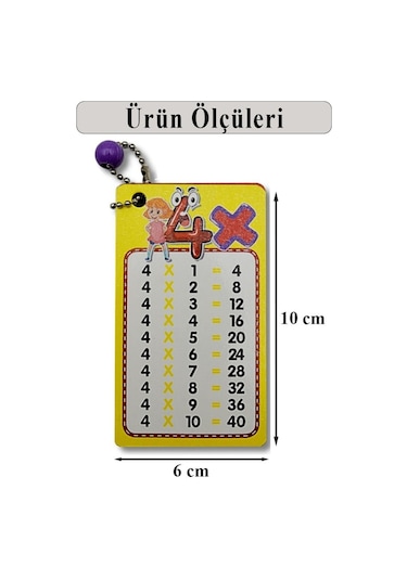 Zincirli Çarpım Tablosu 1 Adet 6x10 Cm Cep Zircirli Çarpım Tablosu Yaz Sil Özellikli Çarpım Tablosu Kartları Karne Hediyesi