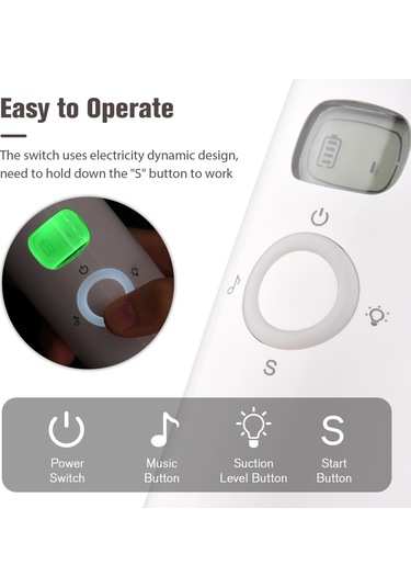 Gajeena Bebek Elektrikli Burun Emici - 3 Seviye Emme, Düşük Gürültü, Işık Ve Müzik, Yenilenebilir Batarya, 3 Silikon Uç Beyaz