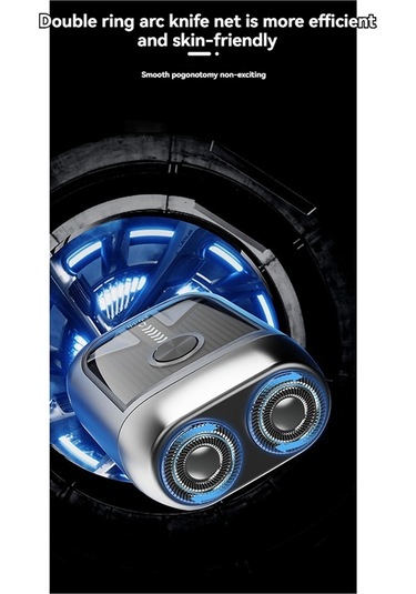 Xiaaokeji Elektrikli Şarj Edilebilir Manyetik Çift Başlıklı Tıraş Makinesi Teneke Rengi