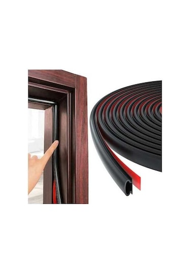 Novahub Anlamı Koruyan D Şekli Kapı Contası, Siyah, 6m, Ses Yalıtım, Hava Sıyırma Şeridi 6 M
