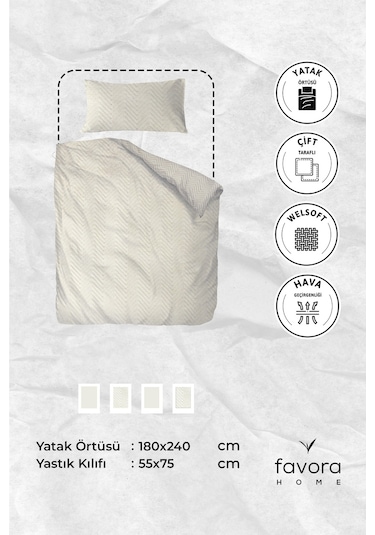 Liena Wellsoft Çift Taraflı 4 Mevsim Tek Kişilik Yatak Örtüsü - K Krem