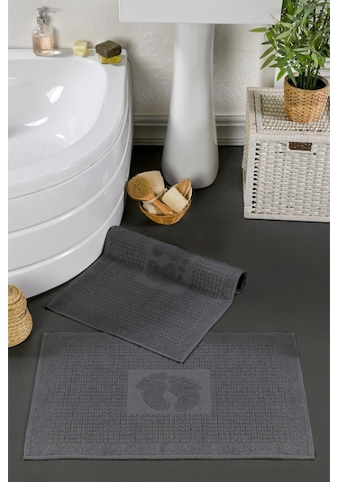 Casnack 2 Adet 520 Gr. Ayak Havlusu-paspas Seti - Antrasit Çok Renkli