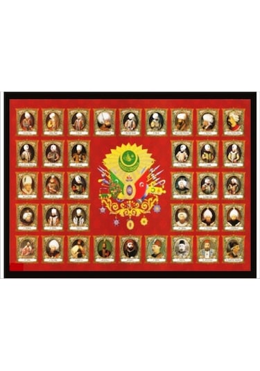 70X100Cm İsim Ve Portreleriyle Padişahlar Poster Tablo