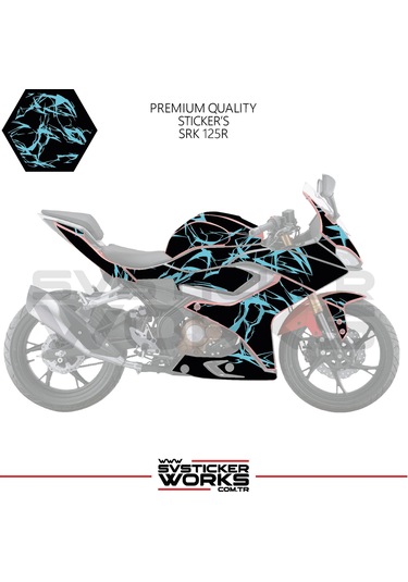 Rks Srk 125r Kaplama Sticker Şimşek Yıldırım Motor Kaplama Modeli Hazır Kit Mavi