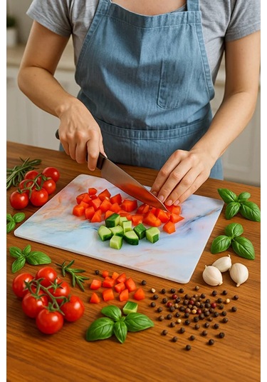 Cam Kesme Tahtası, Kesme Tablası Kenarları Oval, Antibakteriyal, Sunum Tahtası Pembe Açık Pembe