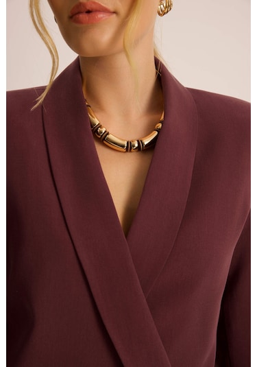 Mai Studios Co. Mirelka Bağlamalı Bordo Blazer Pantolon Takım Bordo