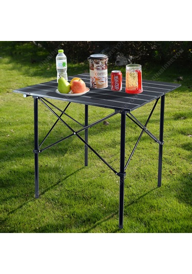 New Folding Ha075 Katlanır Çantalı Kamp Bahçe Masası 70x70x66 cm Siyah