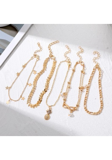 Ananas Deluxe İnci Bilezik Moda Yıldız Kolye Çok Yönlü Süsler Zarif Charm Mizaç Plaj Bohem Kadın Ayak Zinciri Çok Renkli