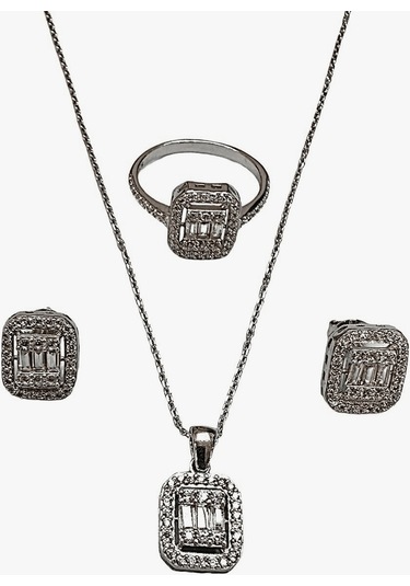 Choice Baget Taşlı Gümüş Set