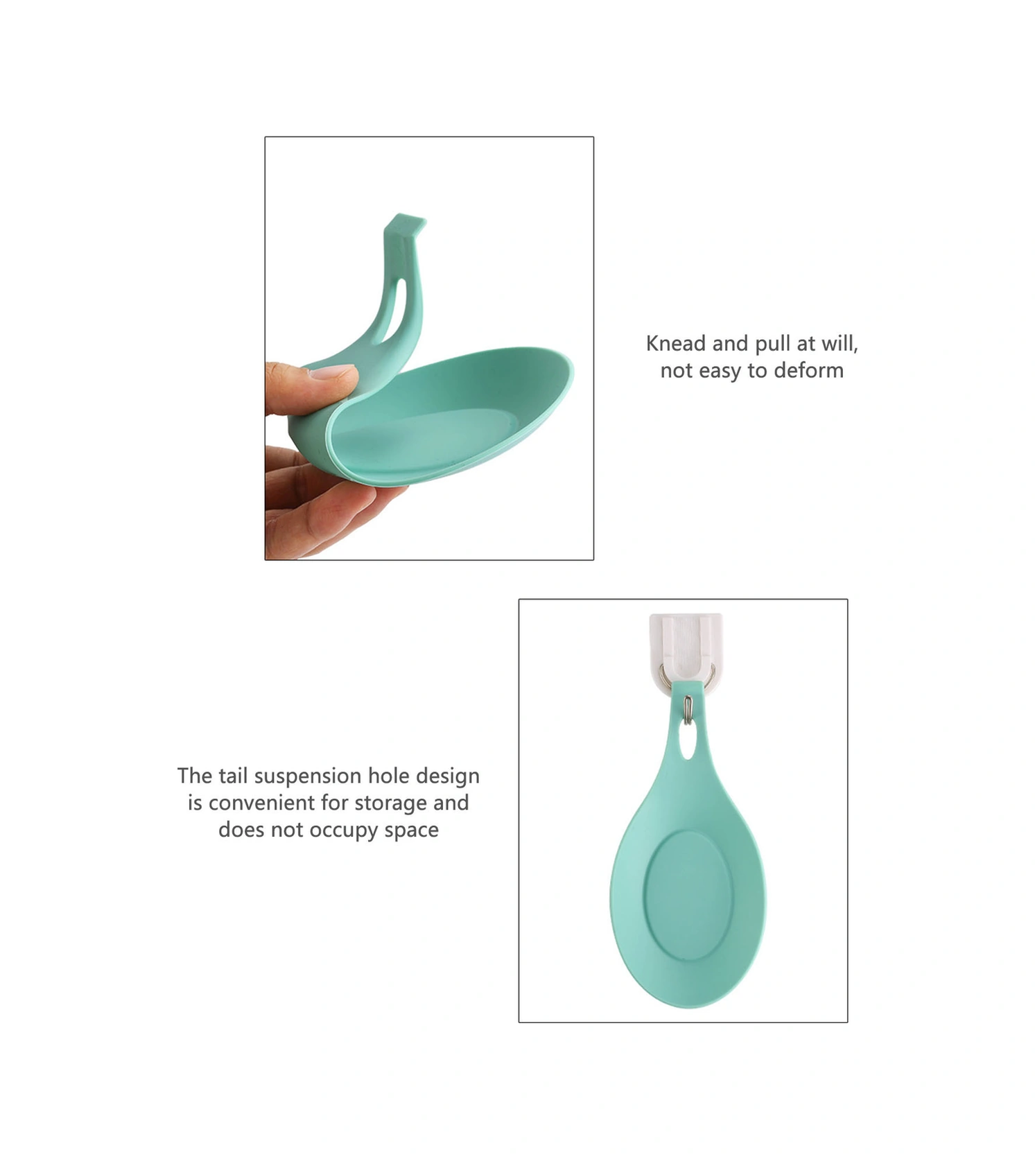 Xindoker Yeşil Silikon Kaşık Tutucu Mutfak Isı Yalıtımı Temizlenmesi Kolay Mutfak Aleti 20cm