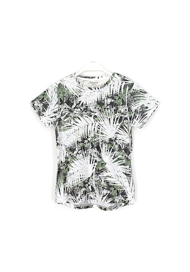 360 Derece Baskılı Şık Erkek Çocuk Tişört 7-15 Yaş Aralığı Beyaz